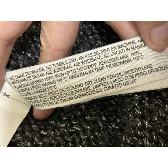 Massimo Dutti Open Knit Sweater Gray Gold Metallic Crew Neck Alpaca Wool - Small - Picture 7 of 7